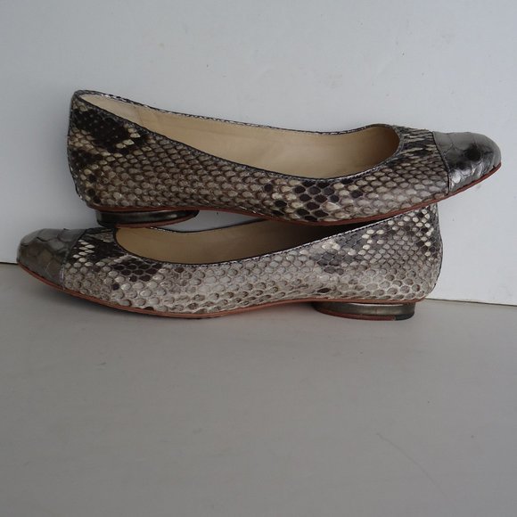 SIZE 8. Alexandre Birman python leather flat shoes. - Picture 9 of 16